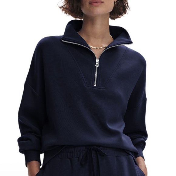 Varley Tops - Varley Hawley Half Zip Sweatshirt Size Medium Navy Blue